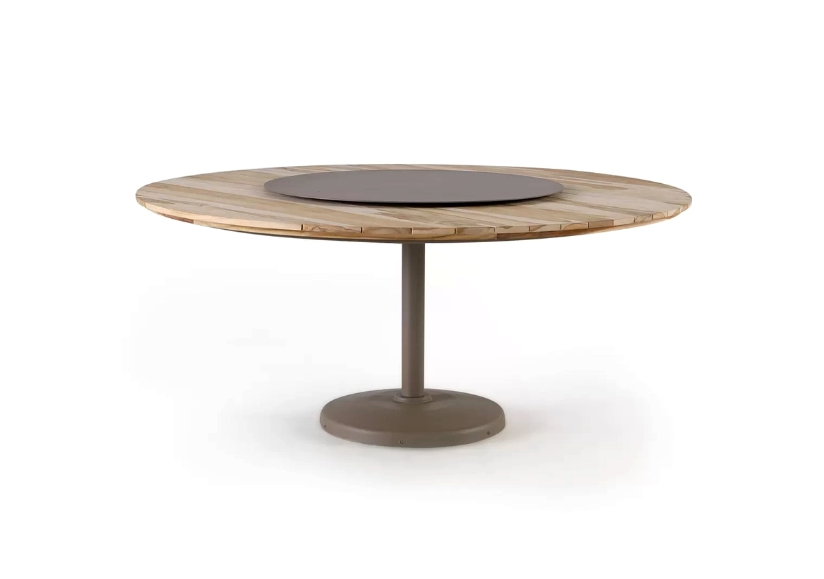 Mesa Base Concreto Tampo em Madeira com Giratório Calla